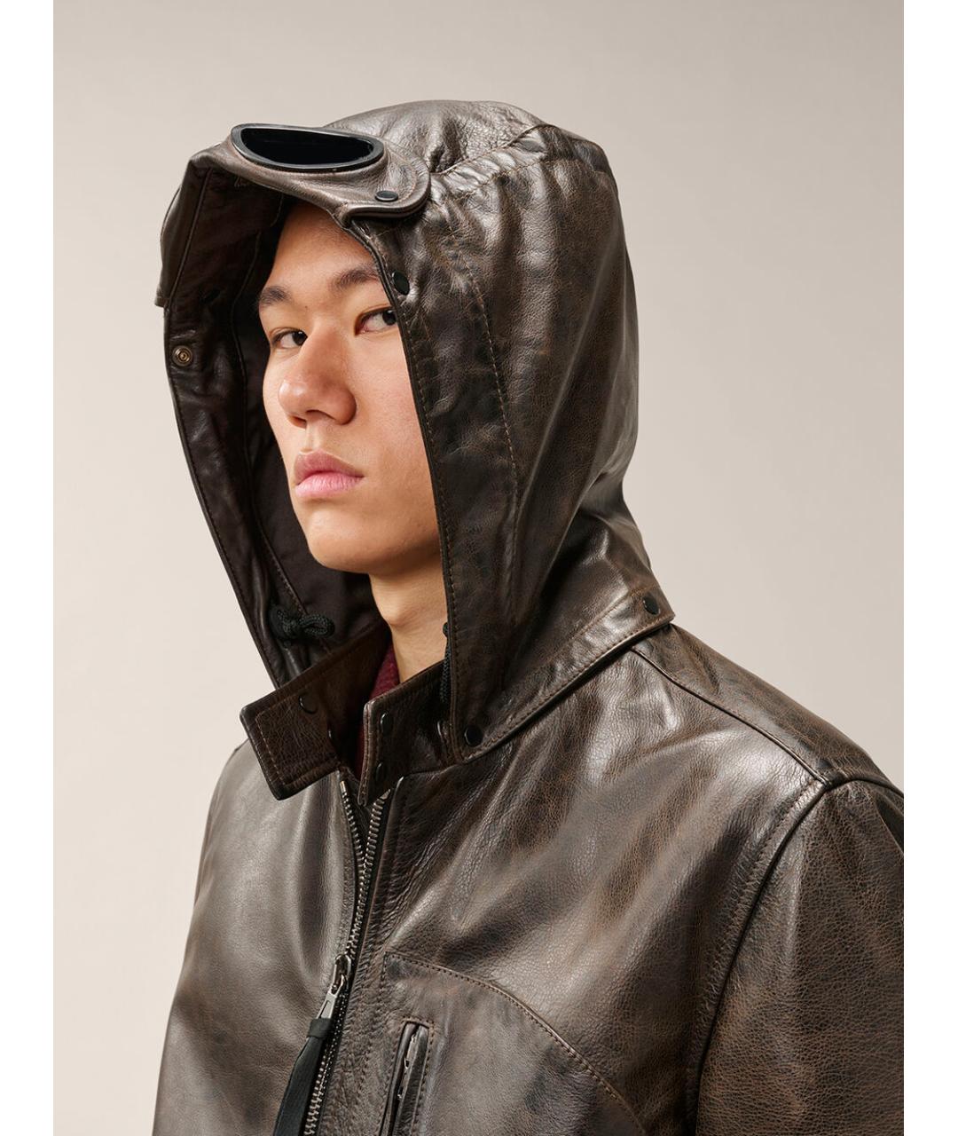 CP COMPANY Коричневая кожаная куртка, фото 4