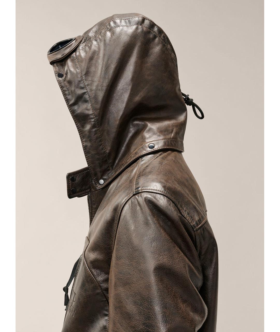 CP COMPANY Коричневая кожаная куртка, фото 5