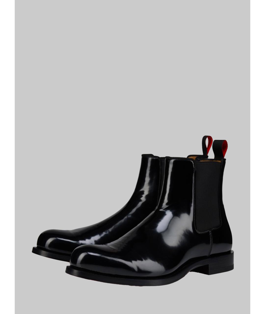 CHRISTIAN LOUBOUTIN Черные высокие ботинки из лакированной кожи, фото 2