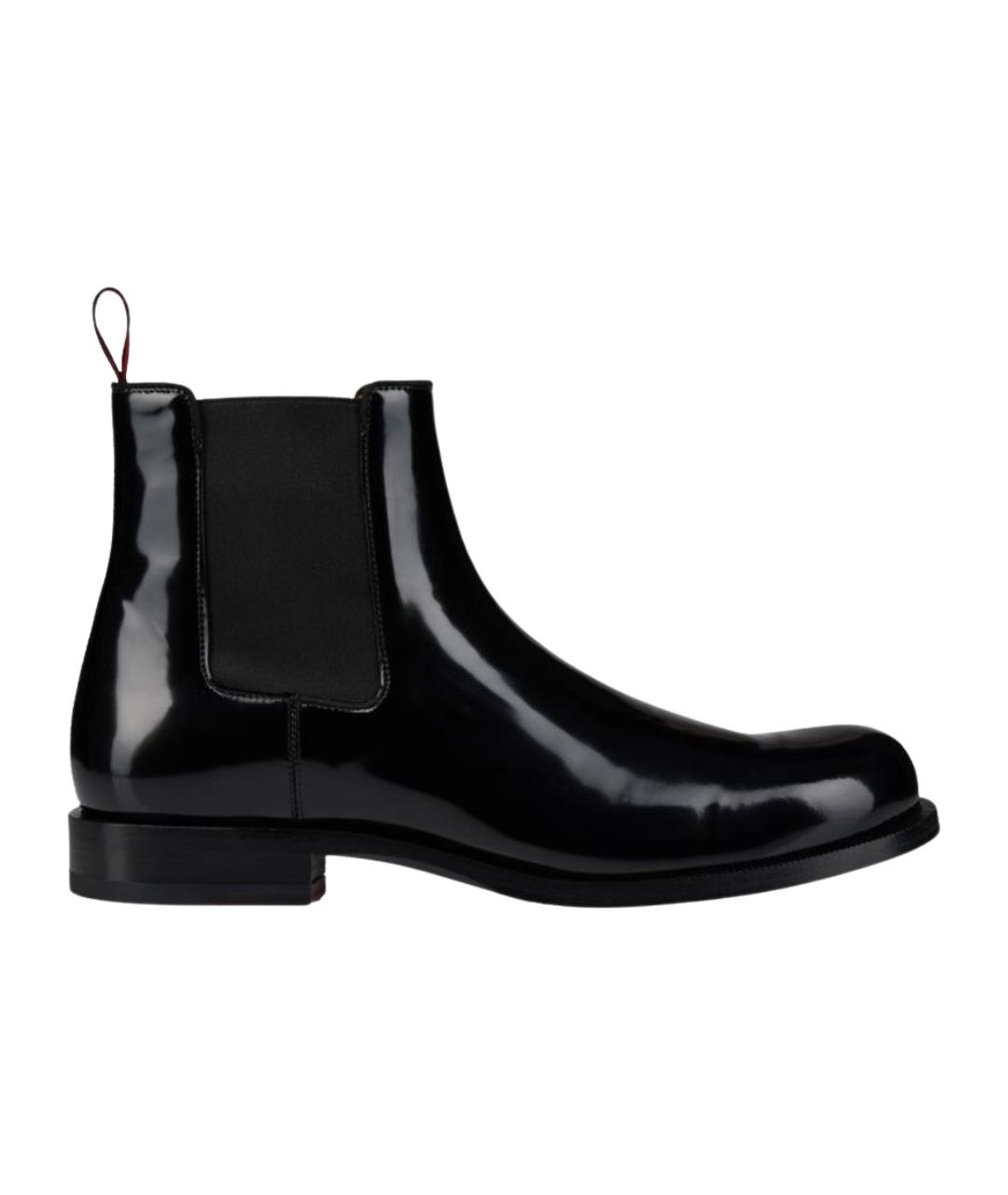 CHRISTIAN LOUBOUTIN Черные высокие ботинки из лакированной кожи, фото 1