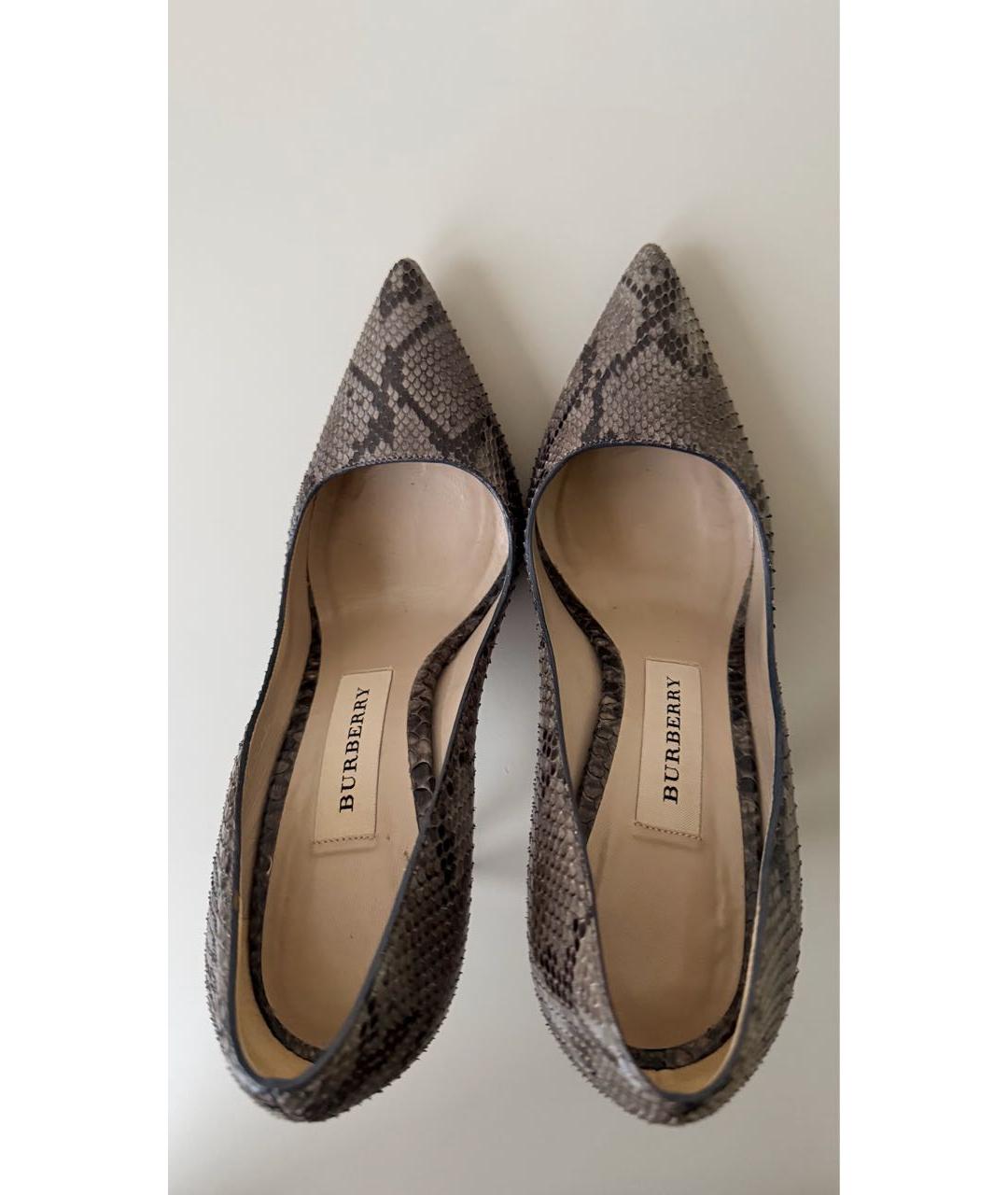 BURBERRY Антрацитовые туфли из экзотической кожи, фото 3