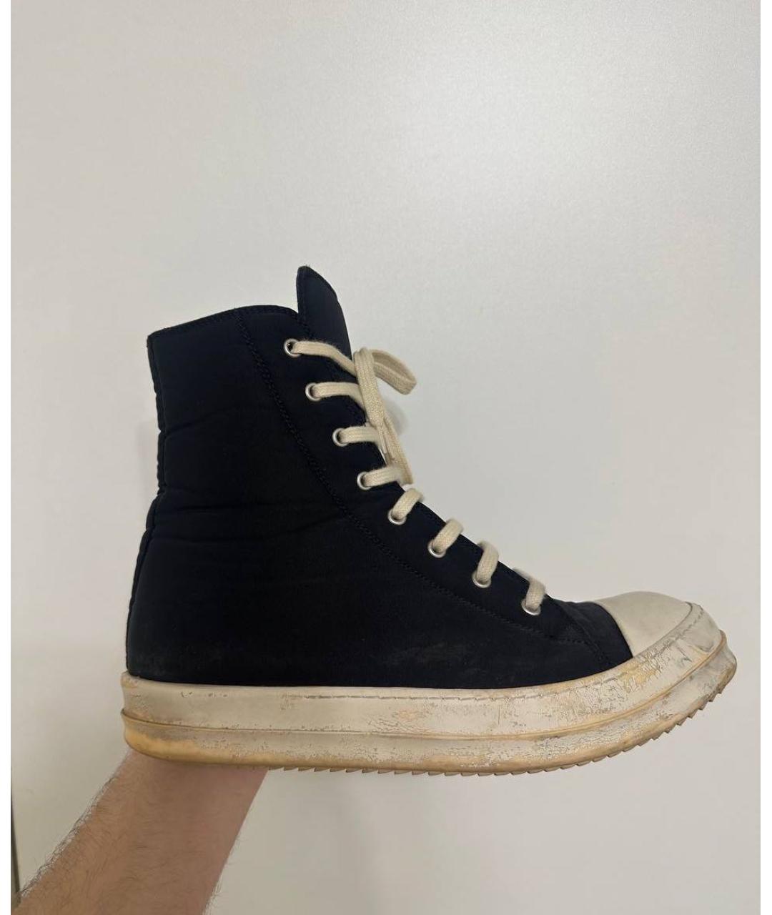 RICK OWENS DRKSHDW Черные текстильные высокие кроссовки / кеды, фото 5