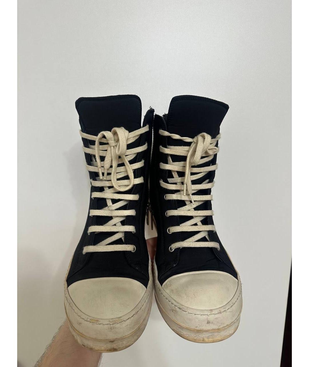 RICK OWENS DRKSHDW Черные текстильные высокие кроссовки / кеды, фото 2