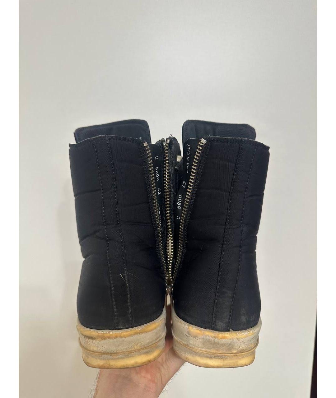 RICK OWENS DRKSHDW Черные текстильные высокие кроссовки / кеды, фото 4