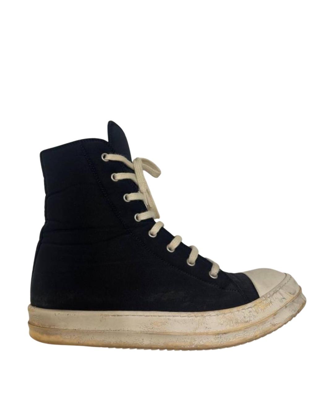 RICK OWENS DRKSHDW Черные текстильные высокие кроссовки / кеды, фото 1