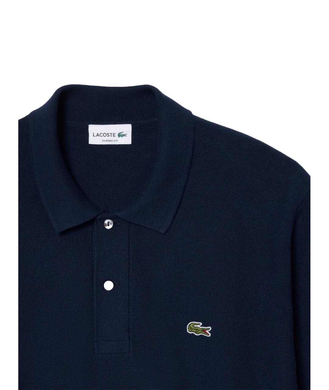 LACOSTE Синее хлопковое поло с длинным рукавом, фото 6
