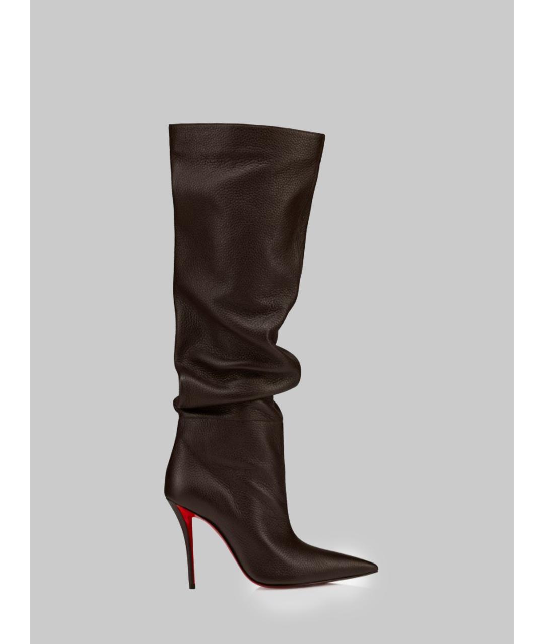 CHRISTIAN LOUBOUTIN Коричневые кожаные сапоги, фото 6
