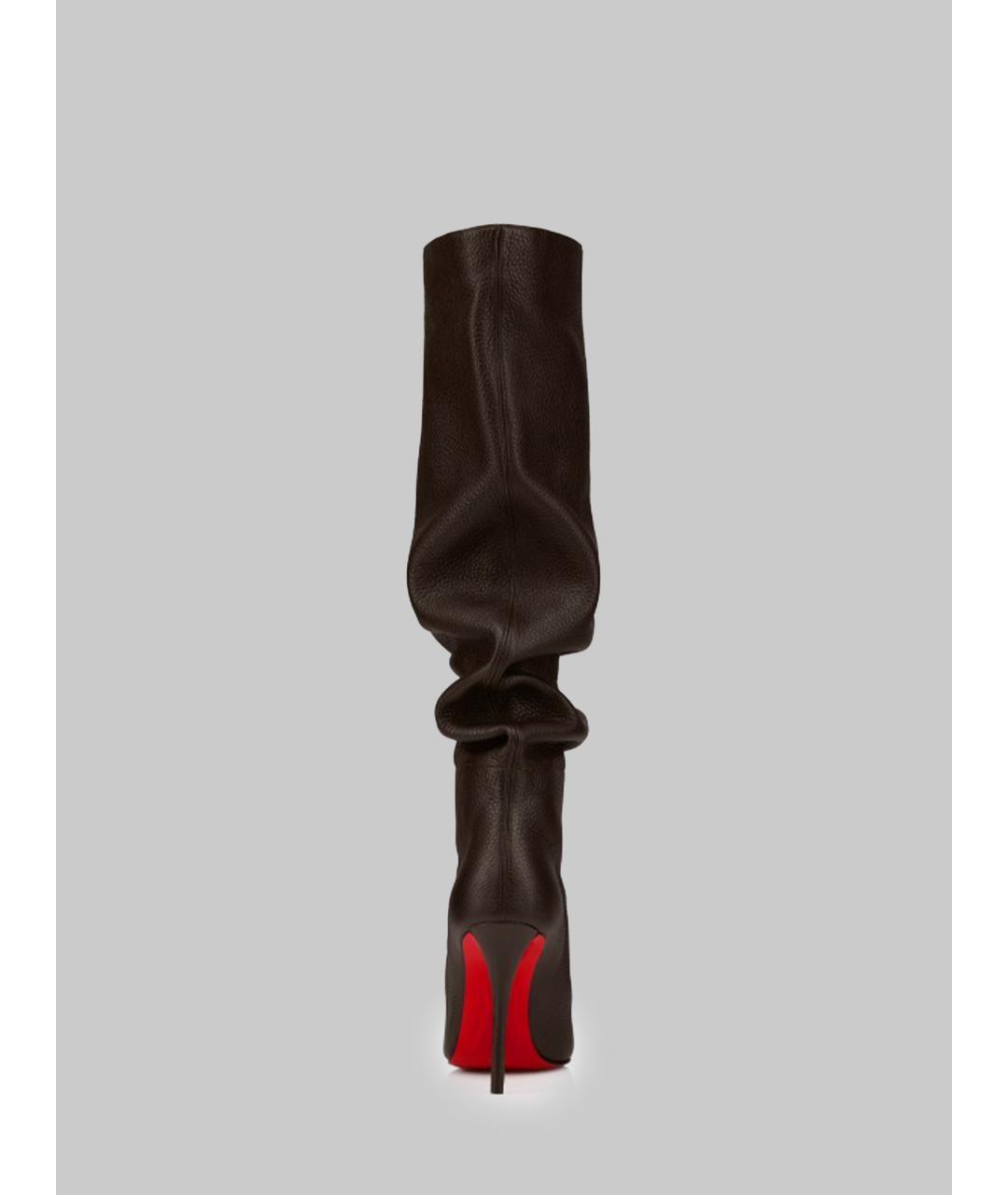CHRISTIAN LOUBOUTIN Коричневые кожаные сапоги, фото 4