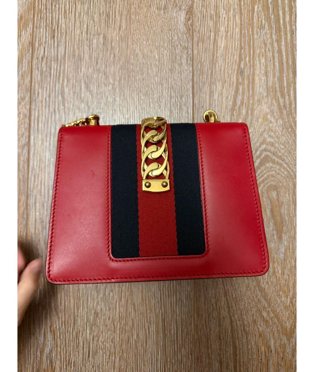 GUCCI Красная кожаная сумка через плечо, фото 3