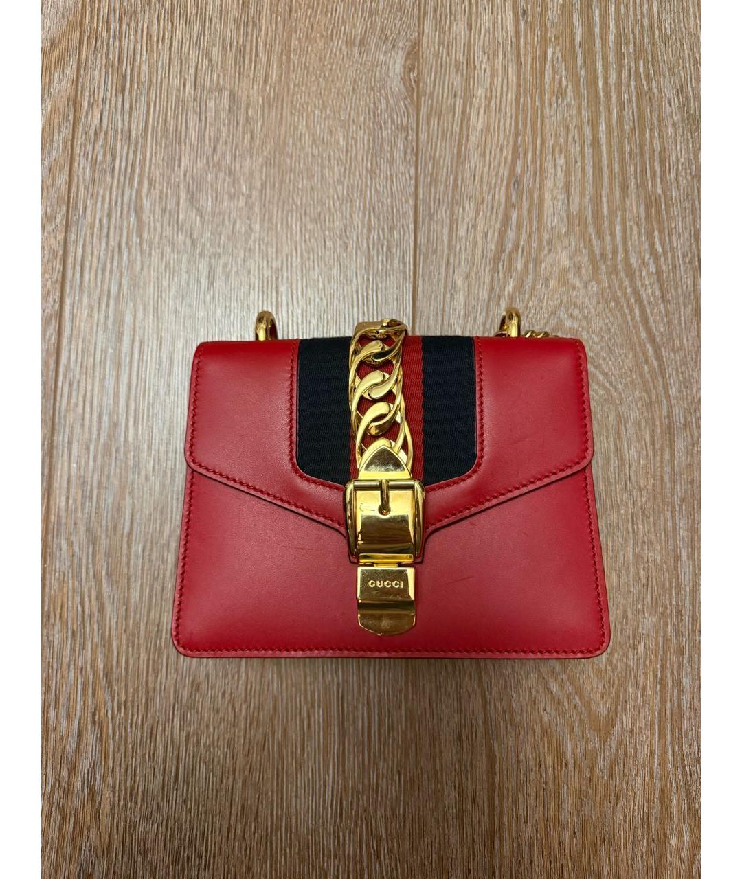 GUCCI Красная кожаная сумка через плечо, фото 2