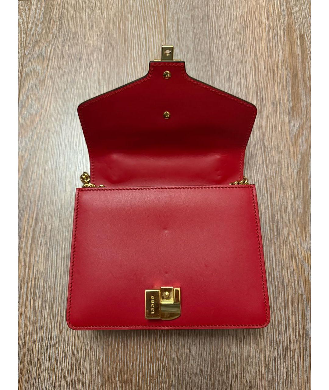 GUCCI Красная кожаная сумка через плечо, фото 4