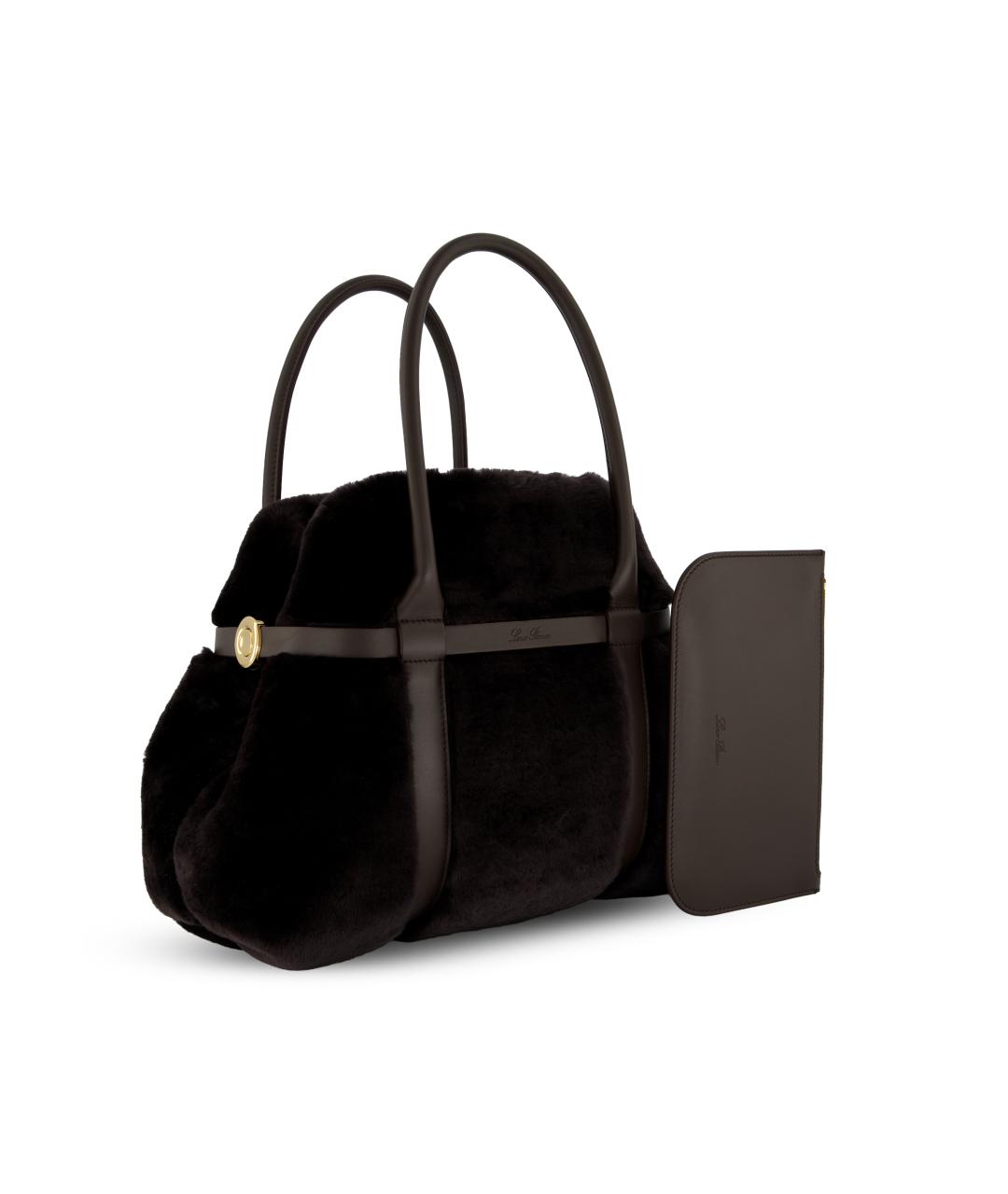 LORO PIANA Коричневая меховая сумка тоут, фото 3