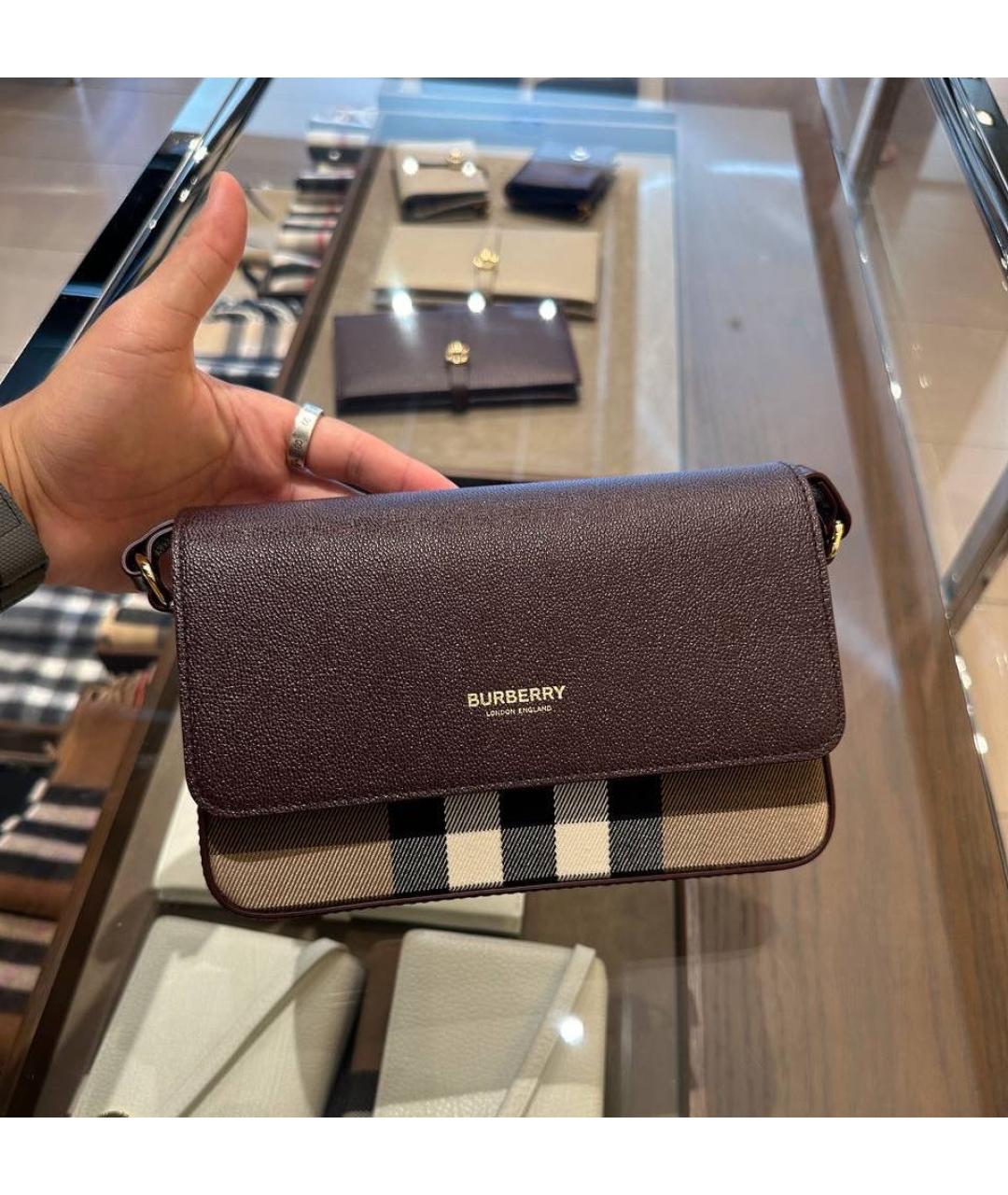 BURBERRY Бордовая кожаная сумка через плечо, фото 2