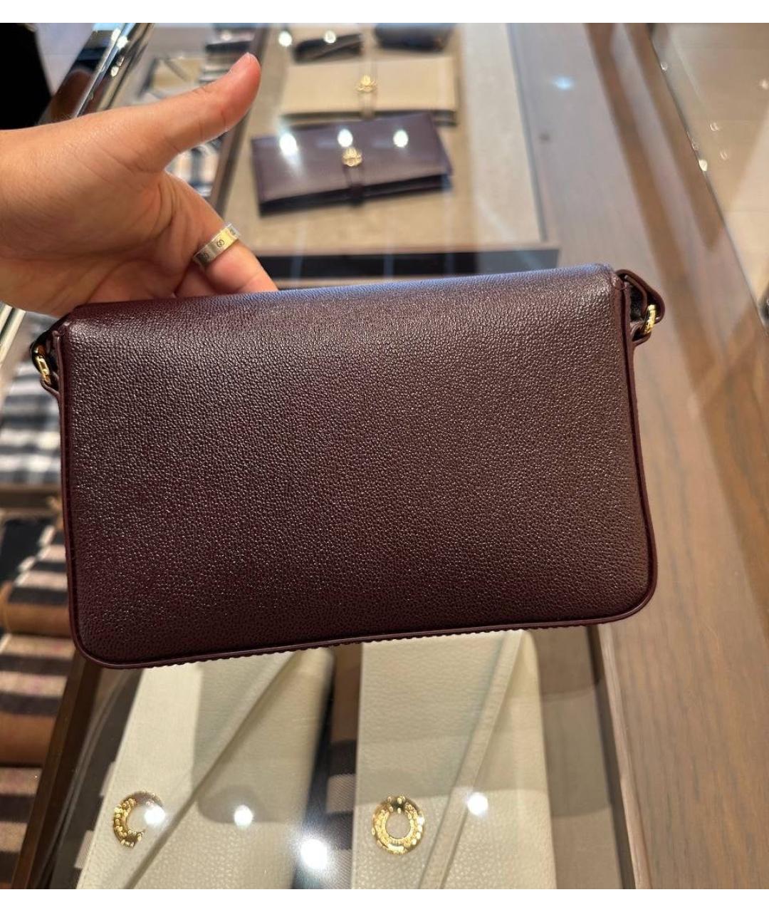 BURBERRY Бордовая кожаная сумка через плечо, фото 3