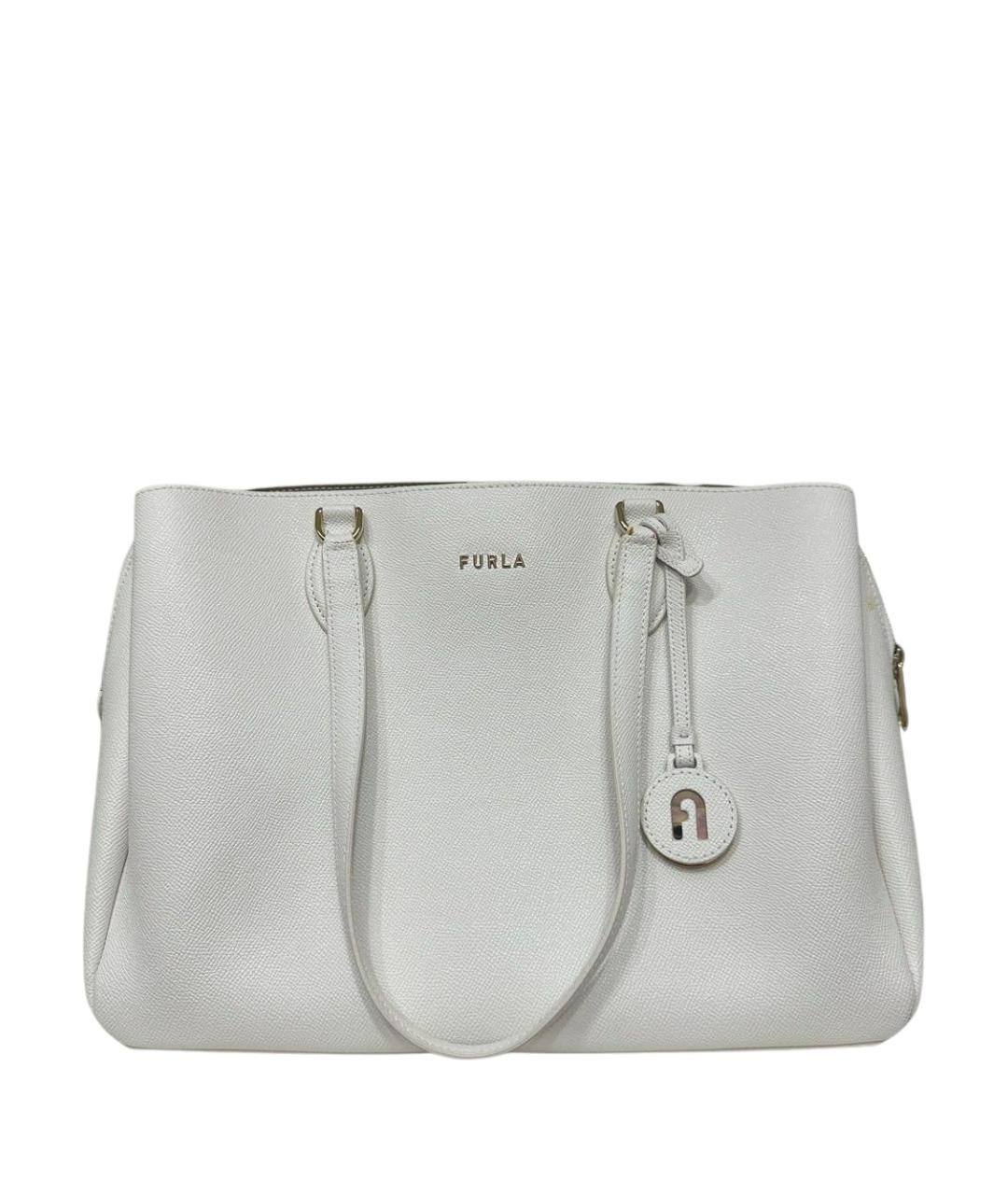 FURLA Белая кожаная сумка тоут, фото 1