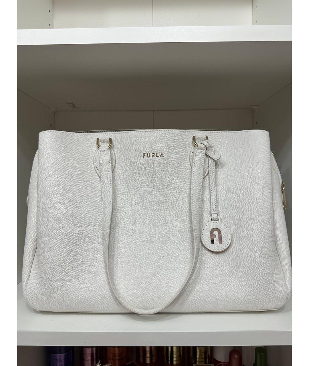 FURLA Белая кожаная сумка тоут, фото 7