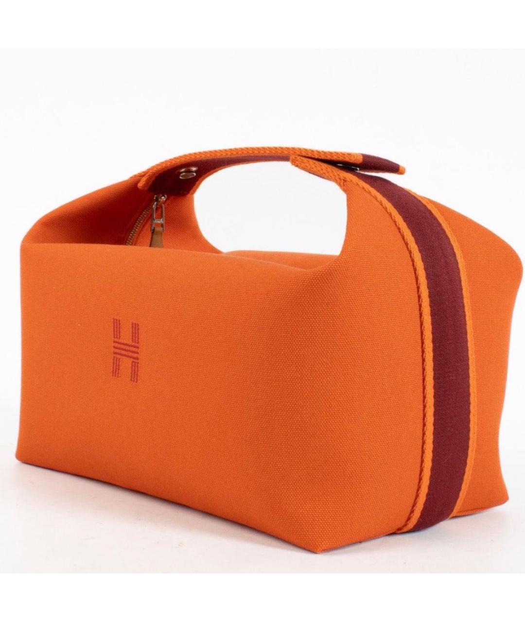 HERMES Оранжевая тканевая косметичка, фото 2