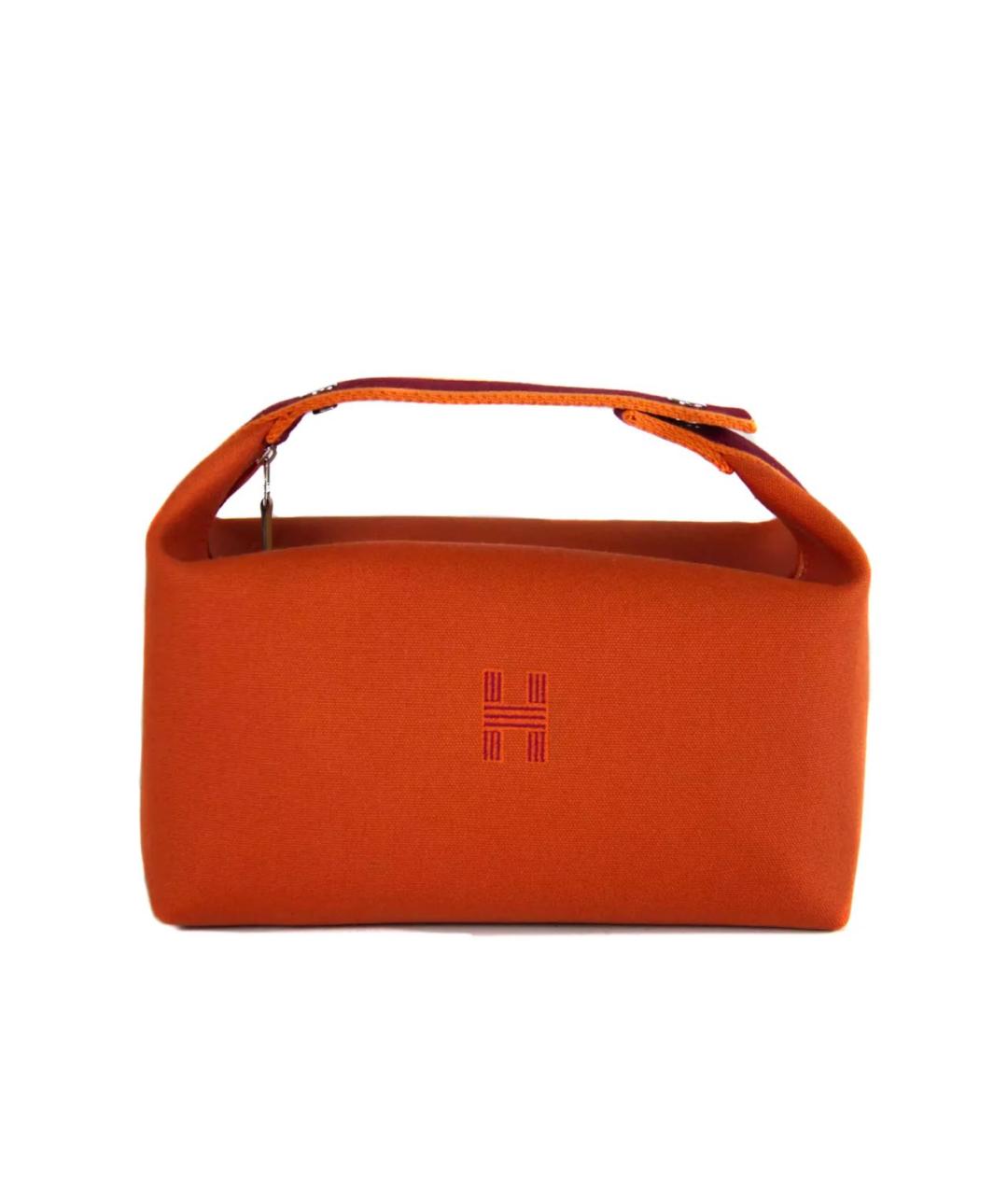 HERMES Оранжевая тканевая косметичка, фото 1