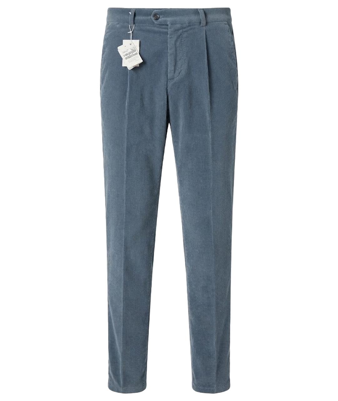 BRUNELLO CUCINELLI Голубые хлопковые классические брюки, фото 1