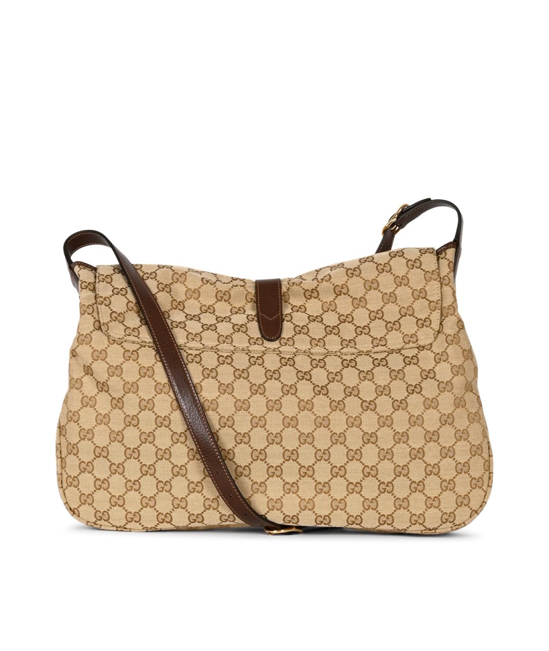 GUCCI Бежевая жаккардовая сумка на плечо, фото 3