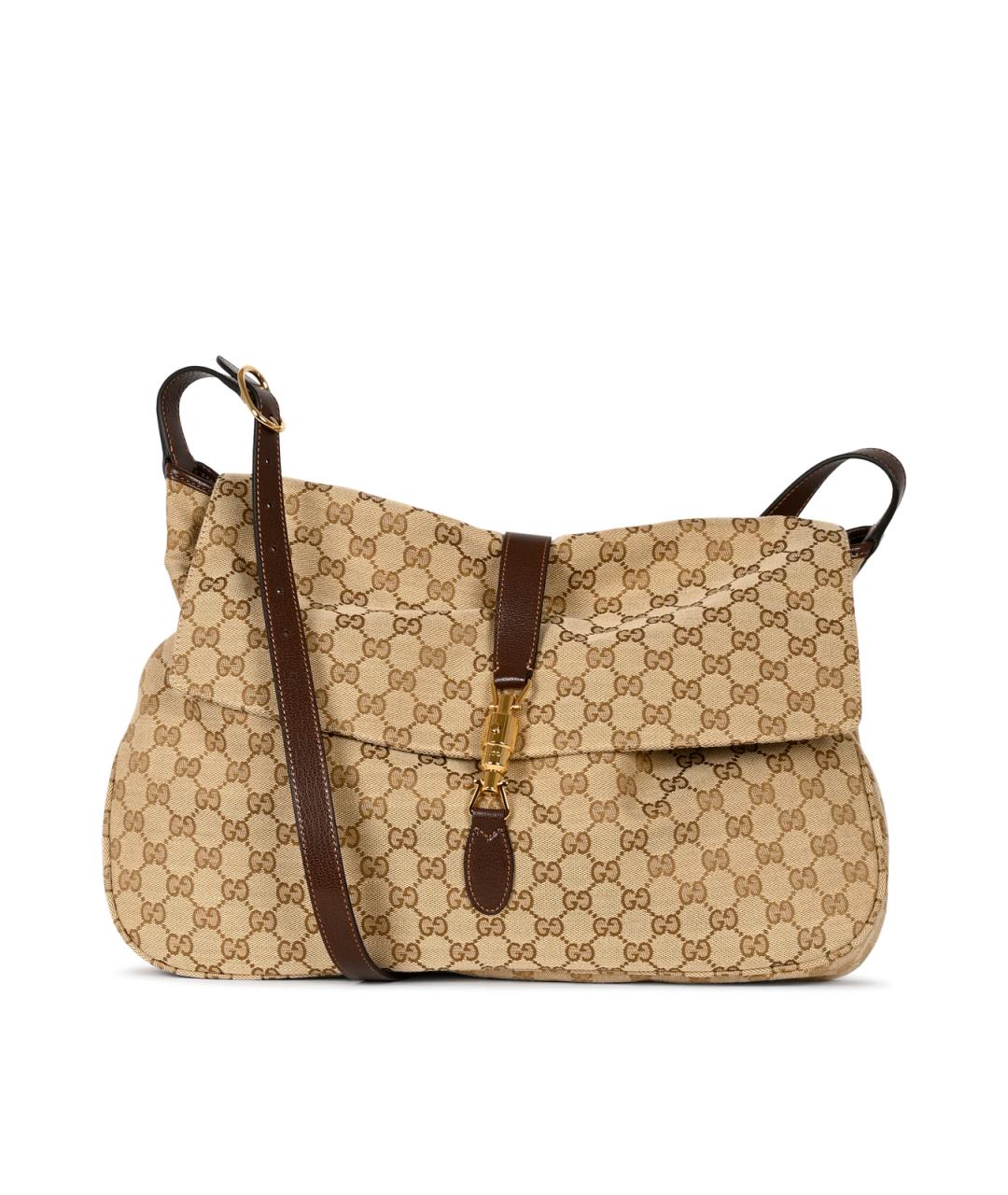 GUCCI Бежевая жаккардовая сумка на плечо, фото 1