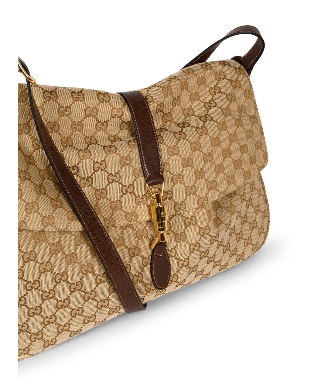 GUCCI Бежевая жаккардовая сумка на плечо, фото 4