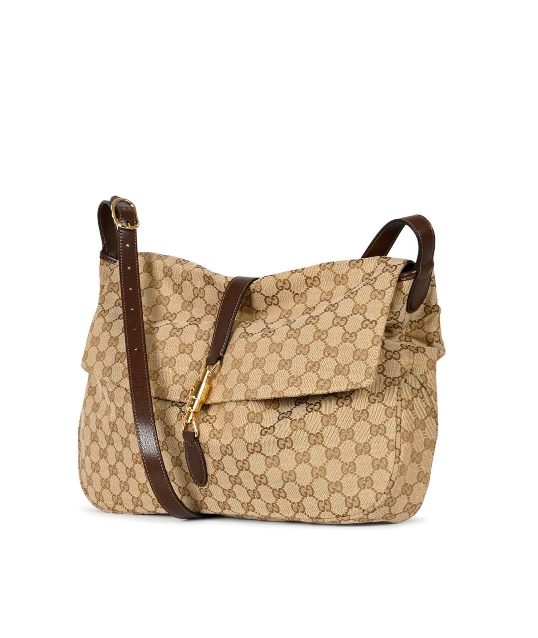 GUCCI Бежевая жаккардовая сумка на плечо, фото 2