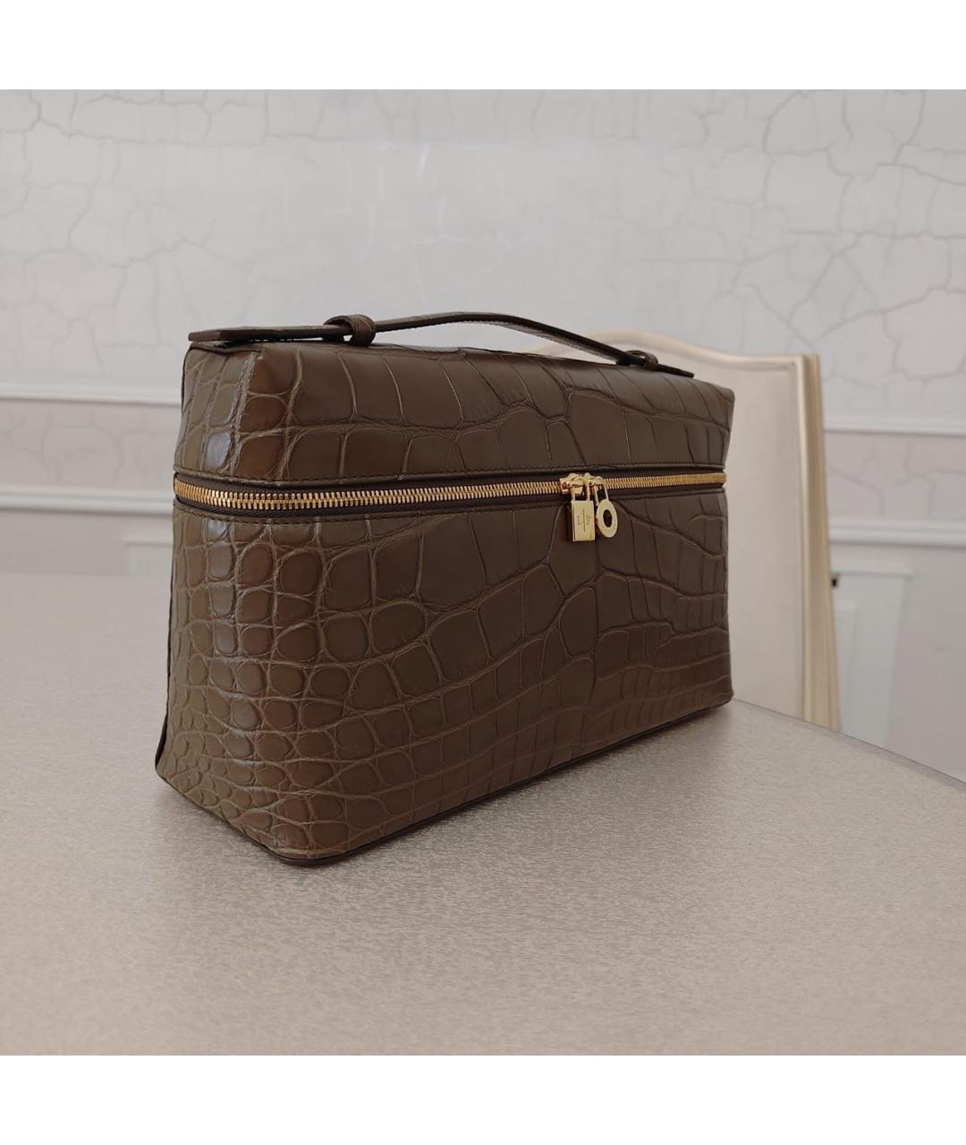 LORO PIANA Хаки сумка через плечо из кожи аллигатора, фото 2