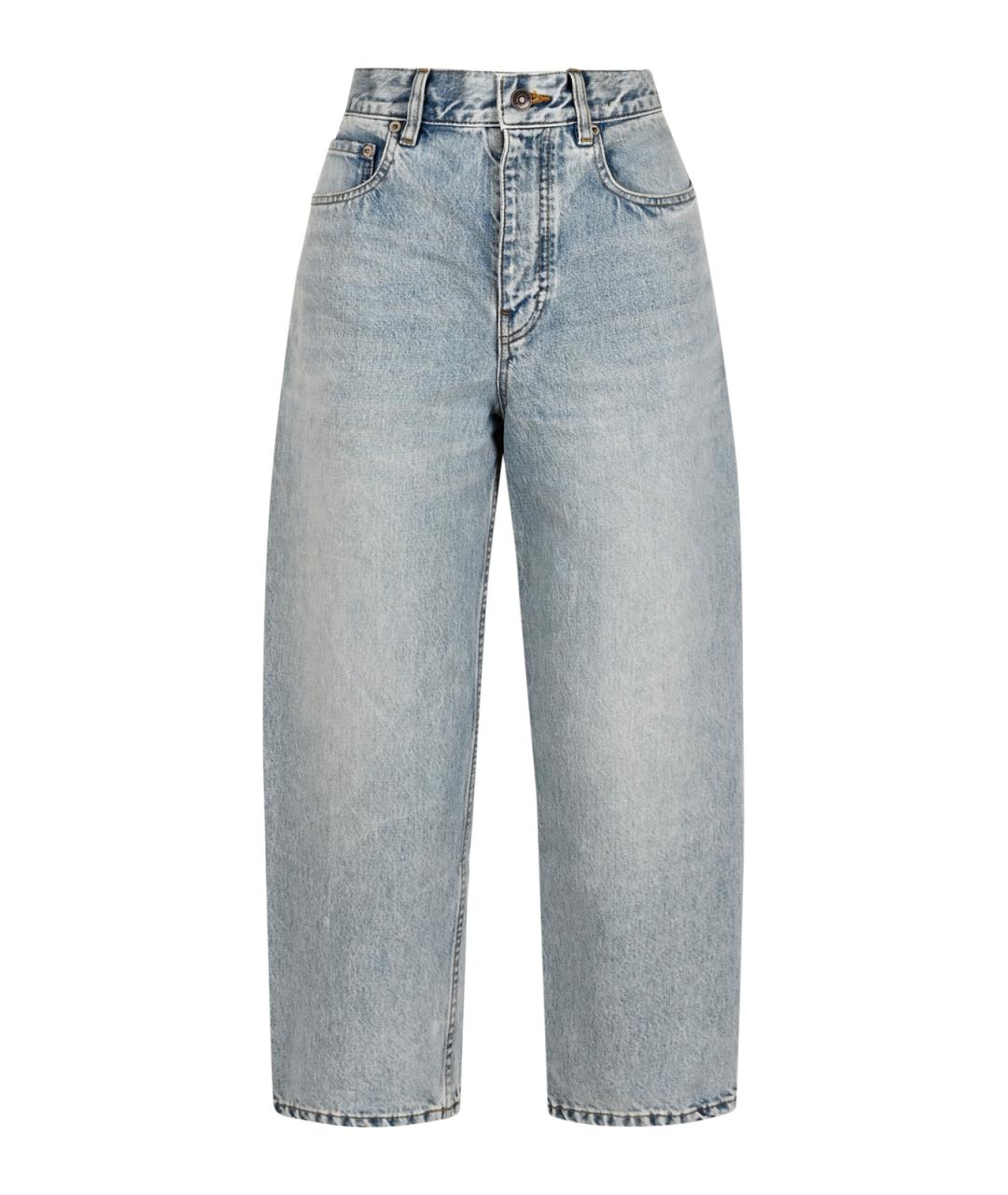 BALENCIAGA Голубые хлопковые прямые джинсы, фото 1