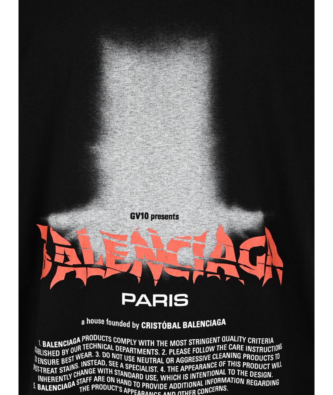 BALENCIAGA Черная хлопковая футболка, фото 3