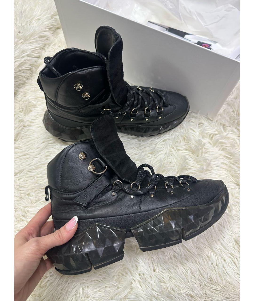 JIMMY CHOO Черные кожаные ботинки, фото 2