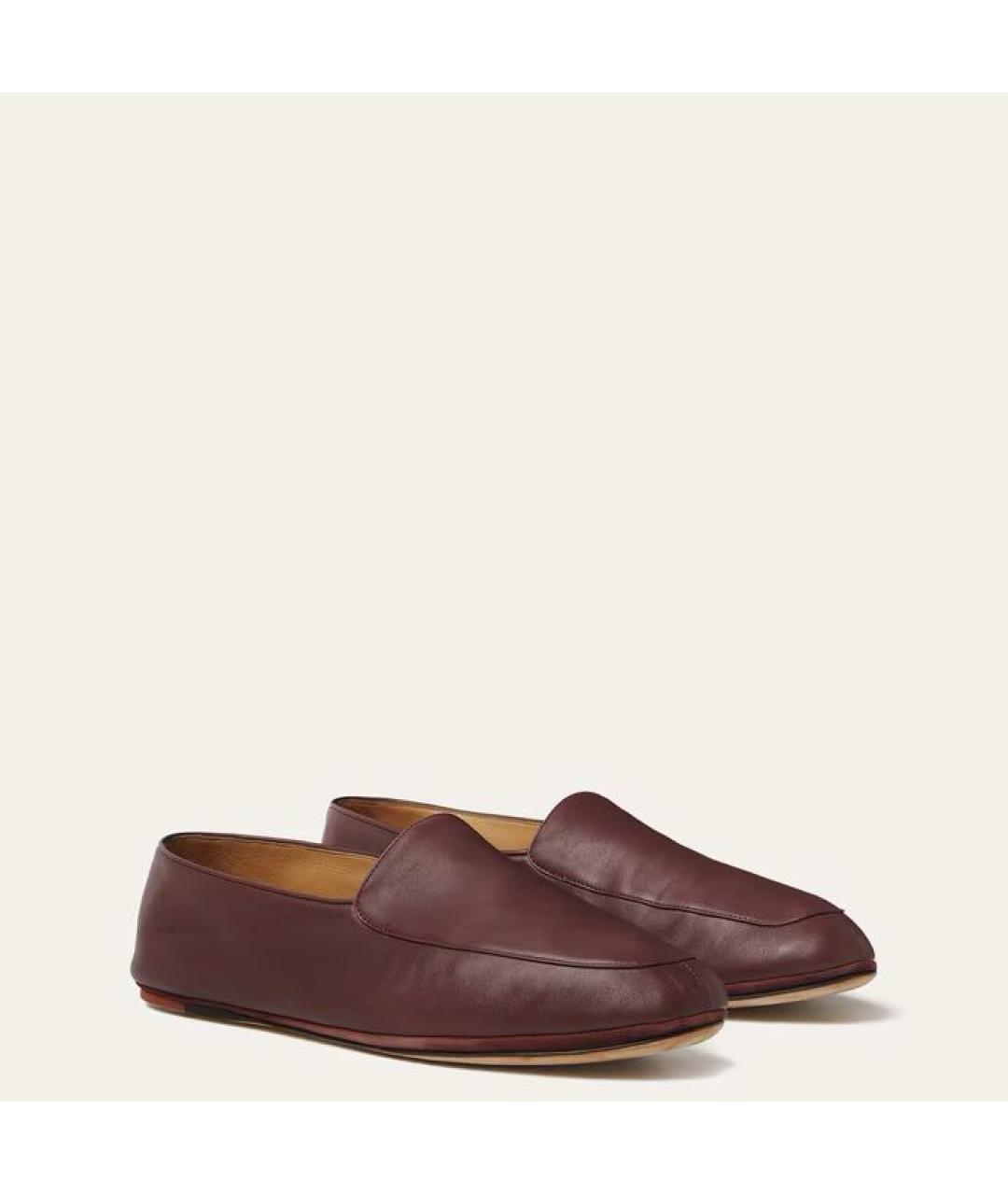 LORO PIANA Бордовые кожаные лоферы, фото 2