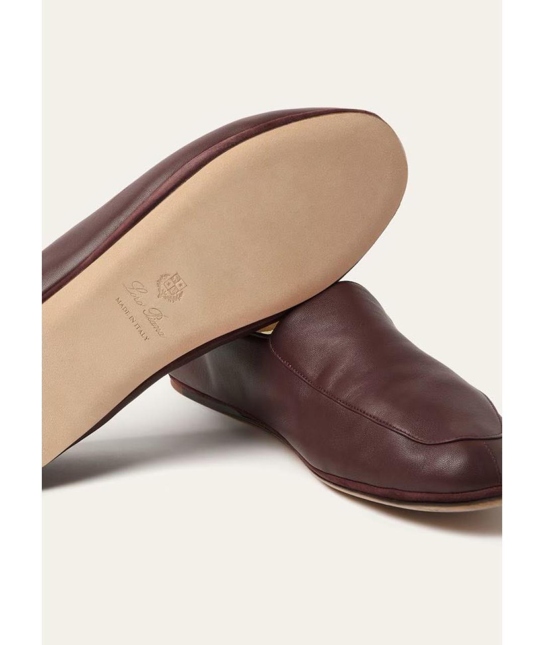 LORO PIANA Бордовые кожаные лоферы, фото 4