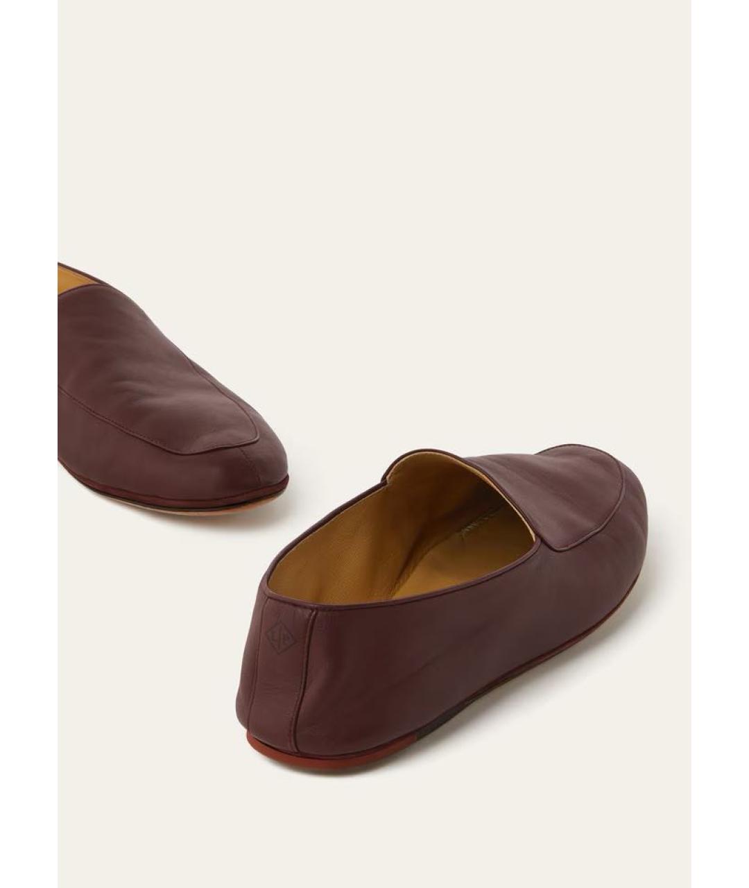 LORO PIANA Бордовые кожаные лоферы, фото 6