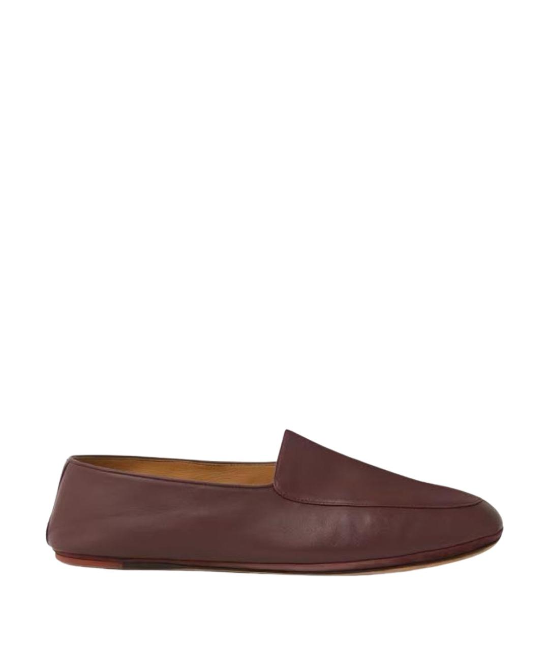 LORO PIANA Бордовые кожаные лоферы, фото 1