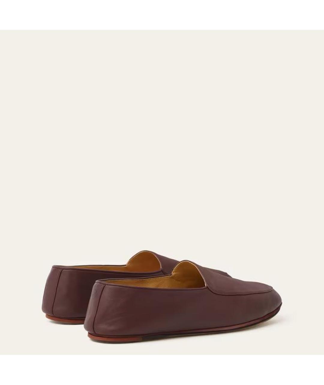 LORO PIANA Бордовые кожаные лоферы, фото 3