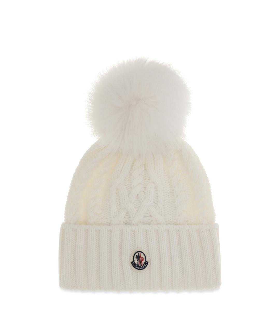 MONCLER Белая шерстяная шапка, фото 1