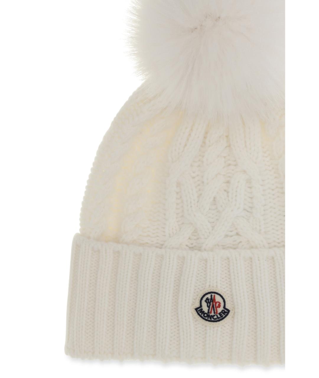 MONCLER Белая шерстяная шапка, фото 3