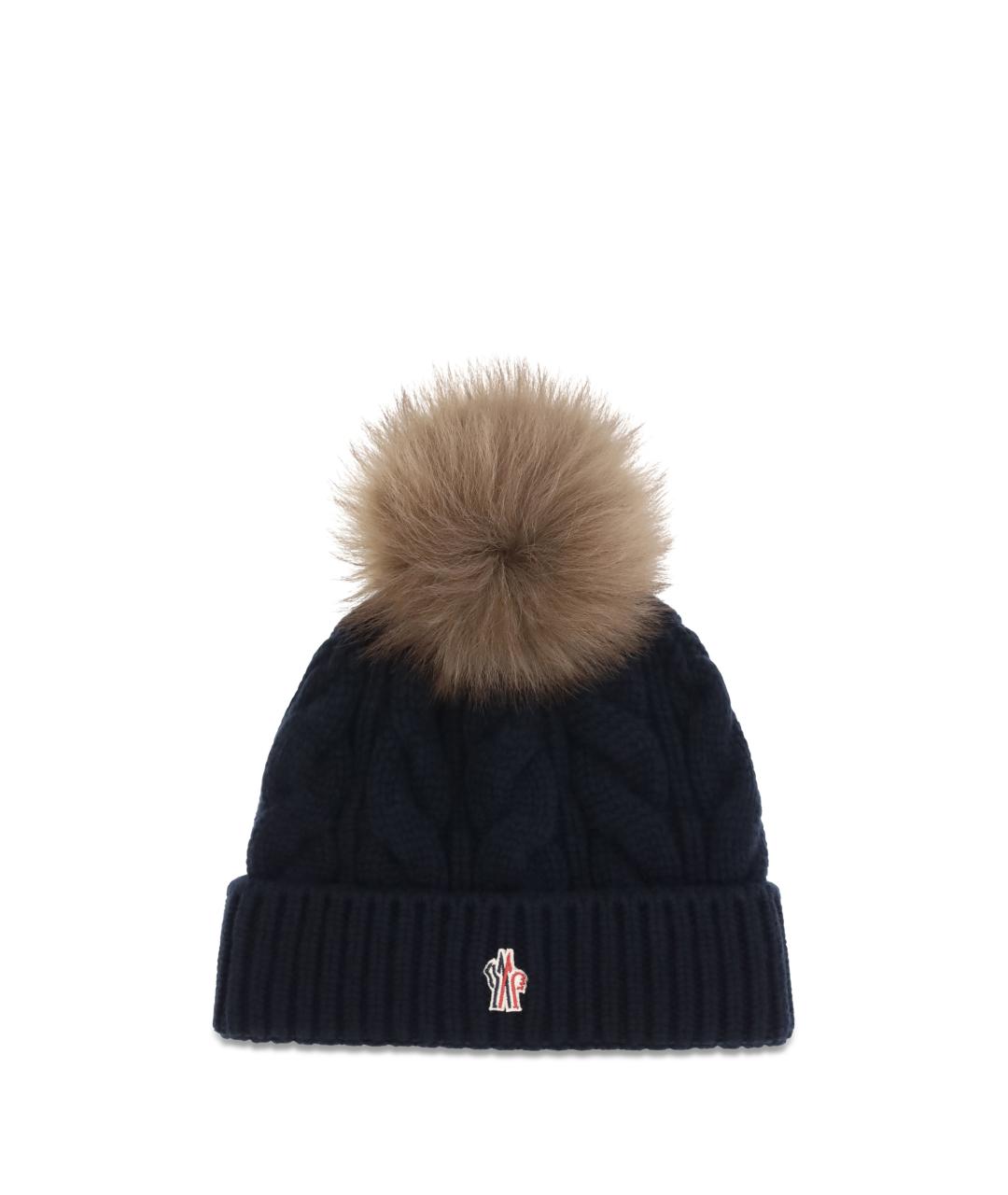 MONCLER GRENOBLE Темно-синяя шерстяная шапка, фото 1