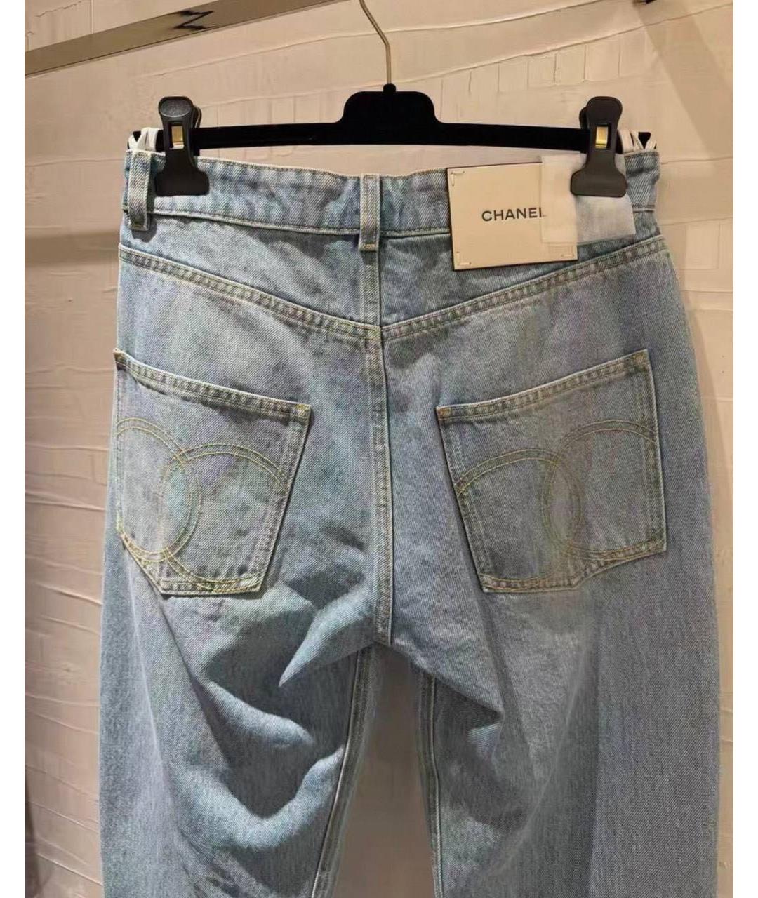 CHANEL Голубые хлопковые прямые джинсы, фото 3