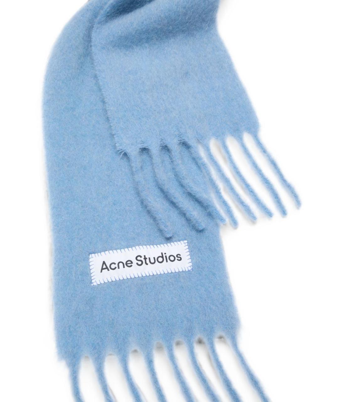ACNE STUDIOS Голубой шерстяной шарф, фото 4