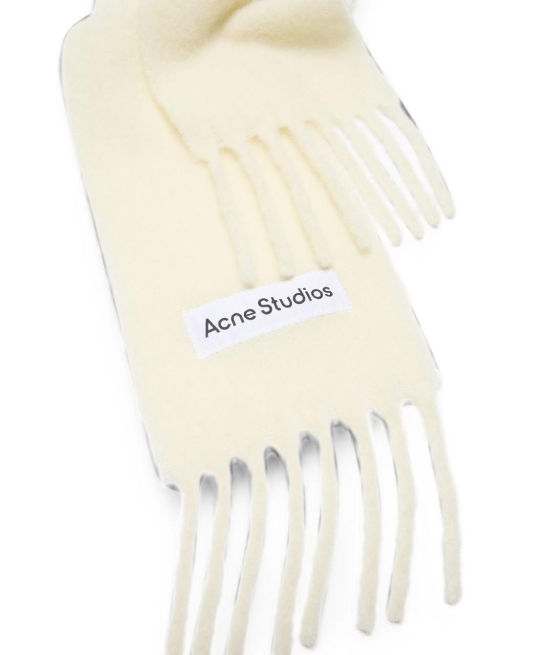 ACNE STUDIOS Белый шерстяной шарф, фото 3