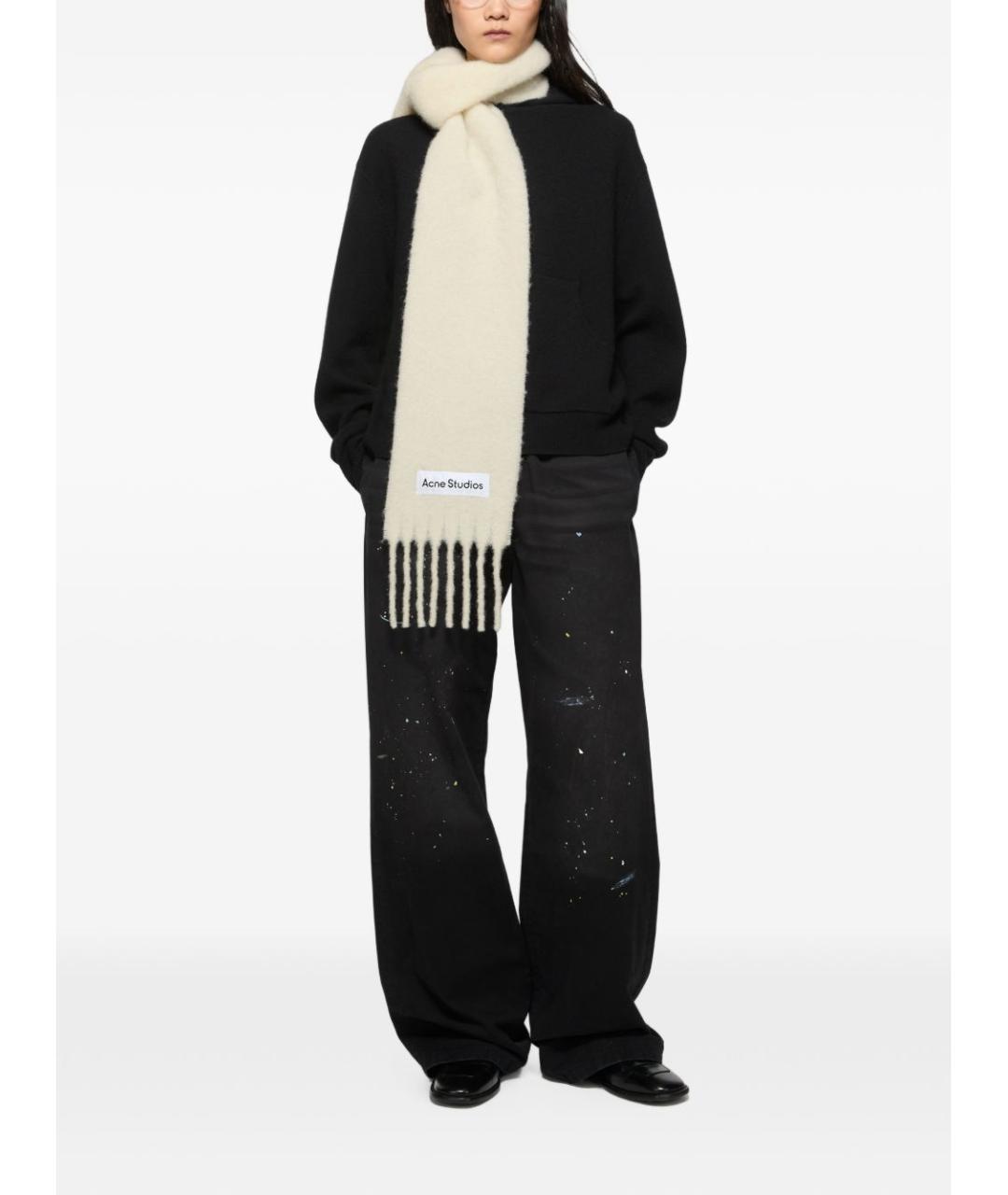 ACNE STUDIOS Белый шерстяной шарф, фото 2