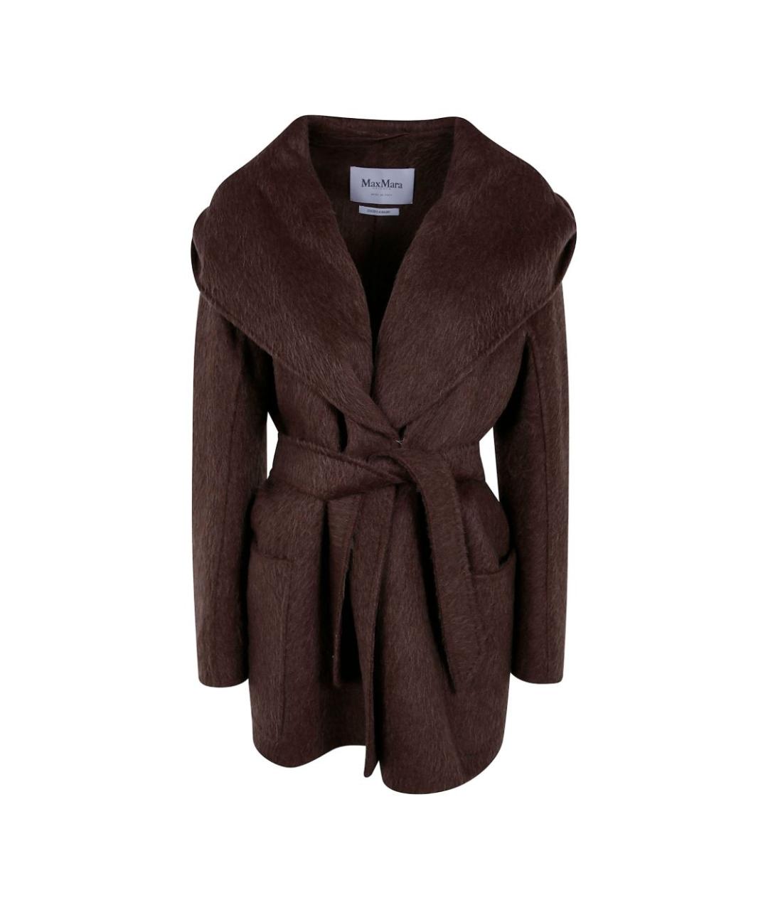 MAX MARA Коричневое шерстяное пальто, фото 1
