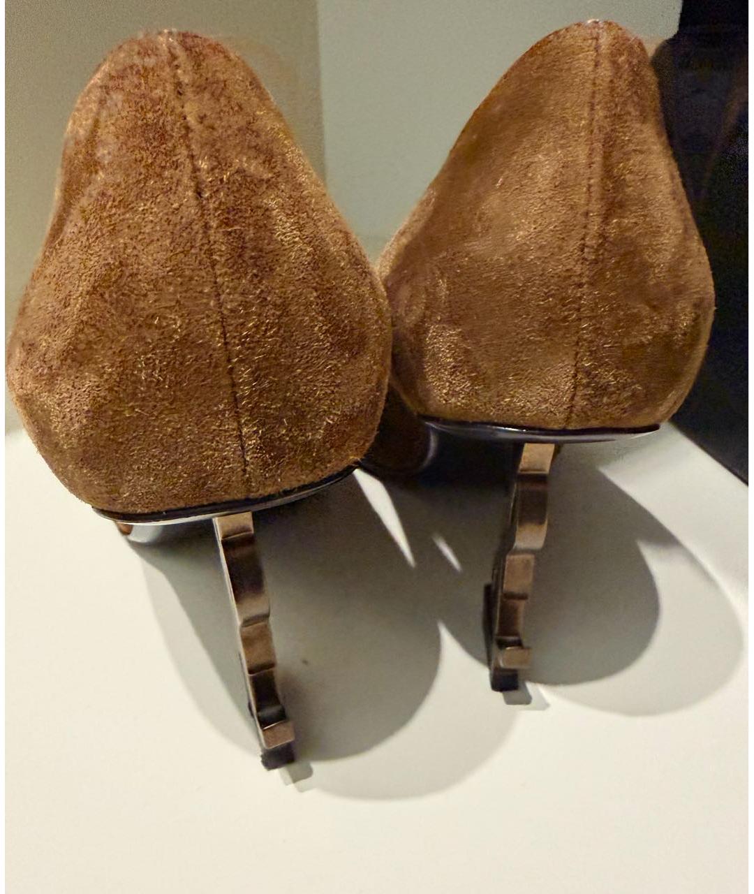 SAINT LAURENT Коричневые замшевые туфли, фото 4