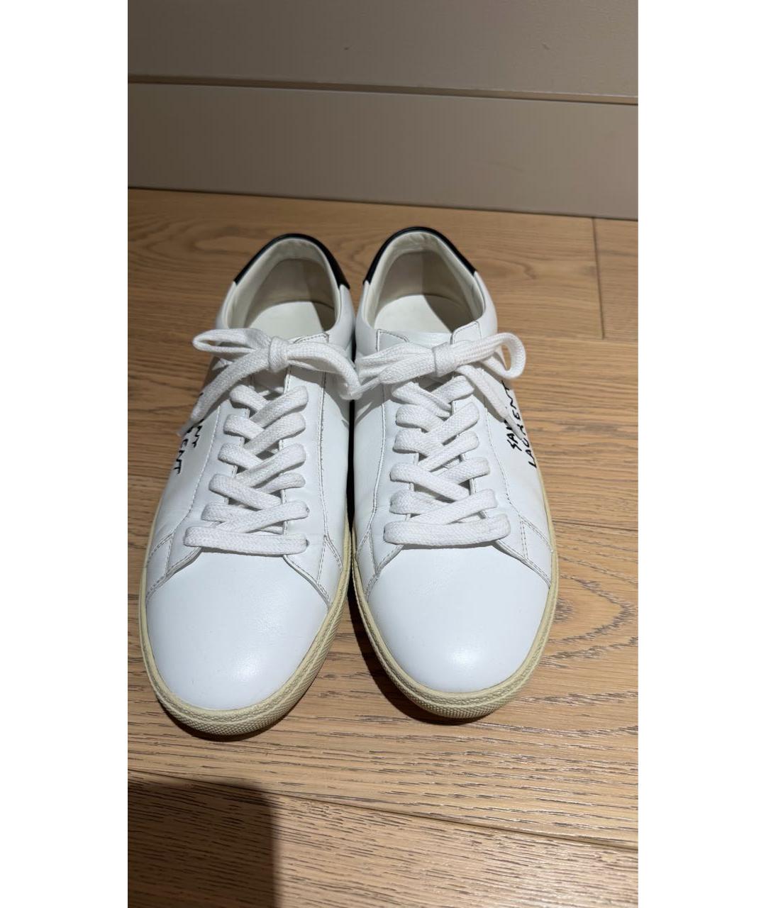 SAINT LAURENT Белые кожаные кеды, фото 2