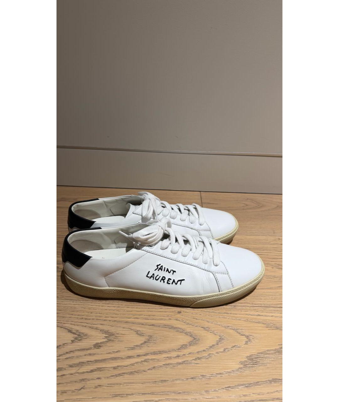 SAINT LAURENT Белые кожаные кеды, фото 8