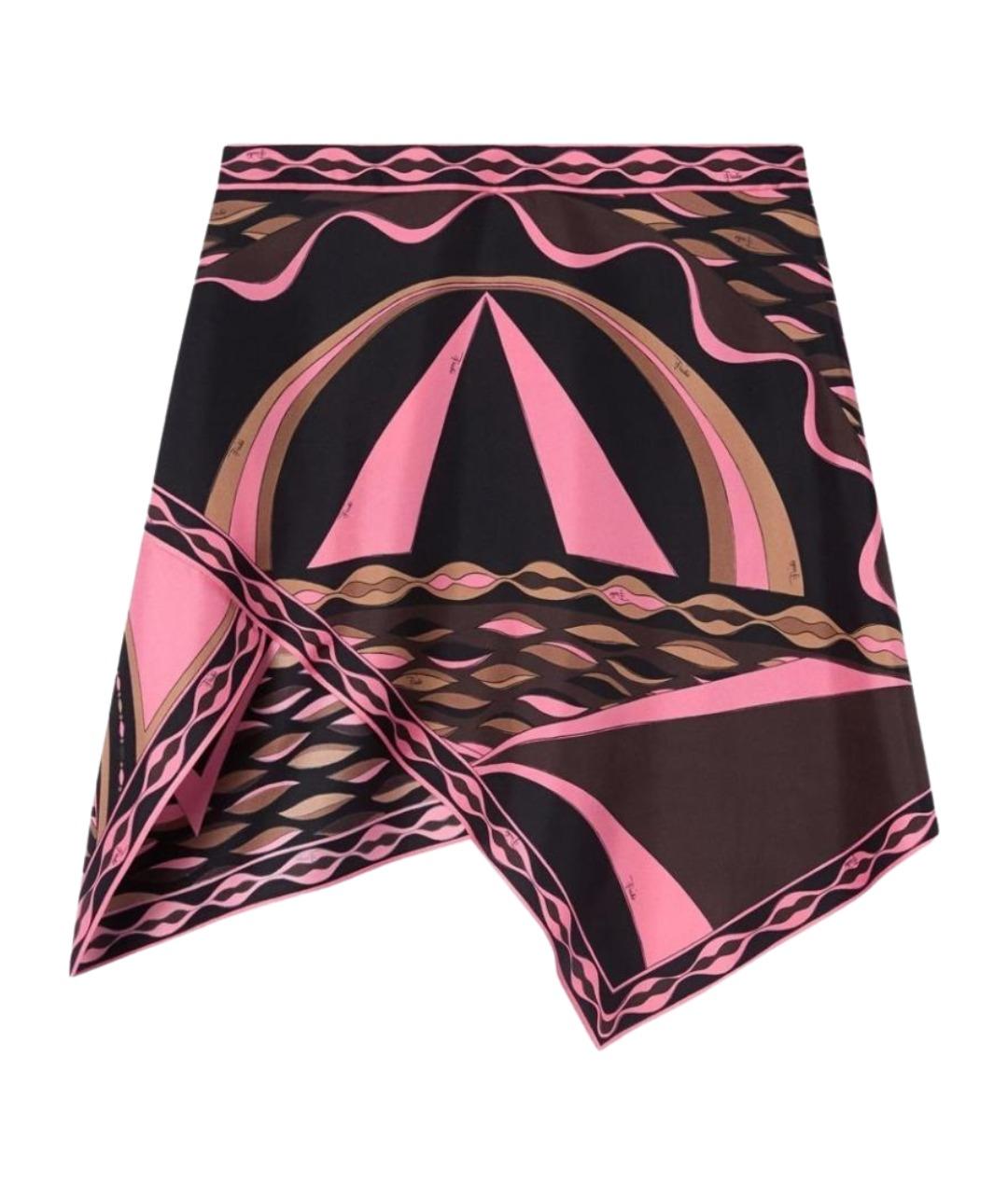 PUCCI Коричневая шелковая юбка мини, фото 1