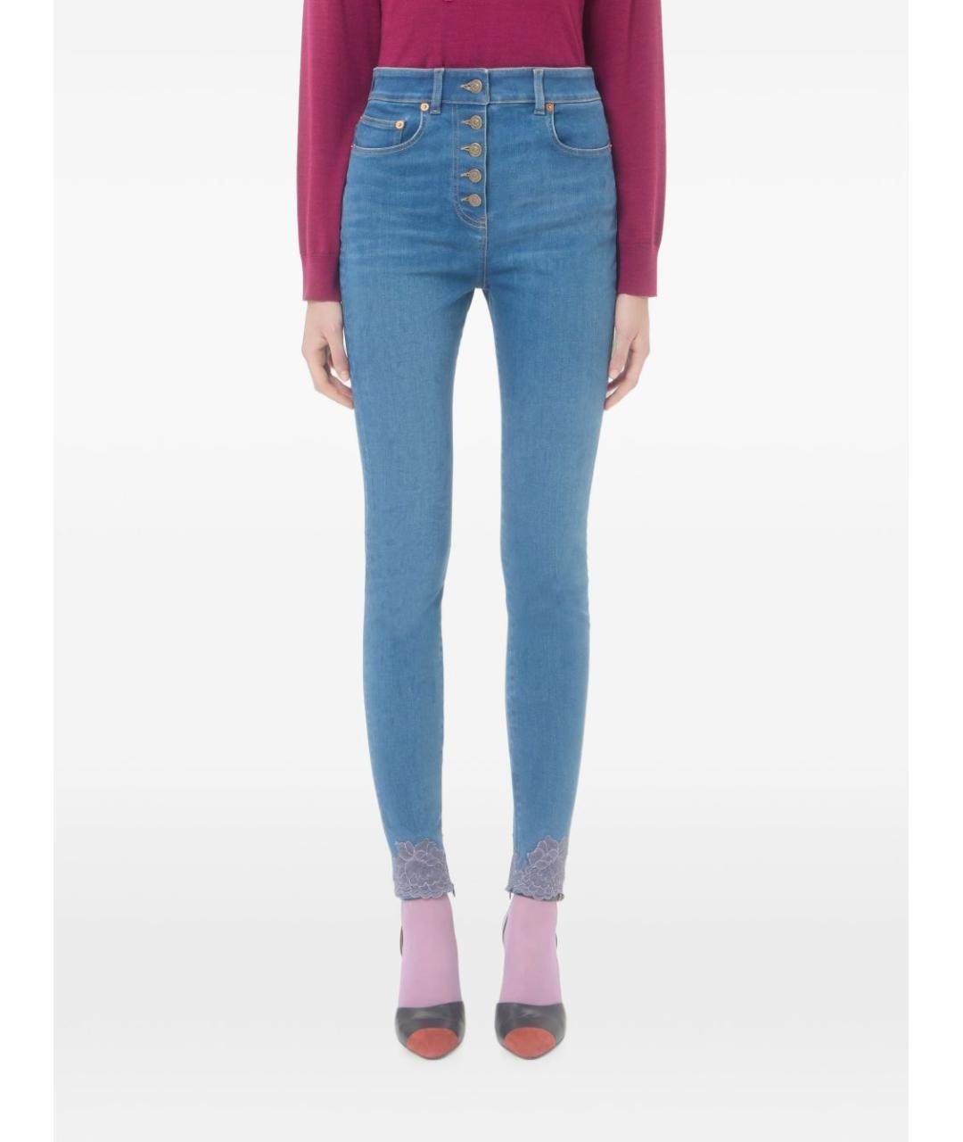 VALENTINO Синие хлопковые джинсы слим, фото 2