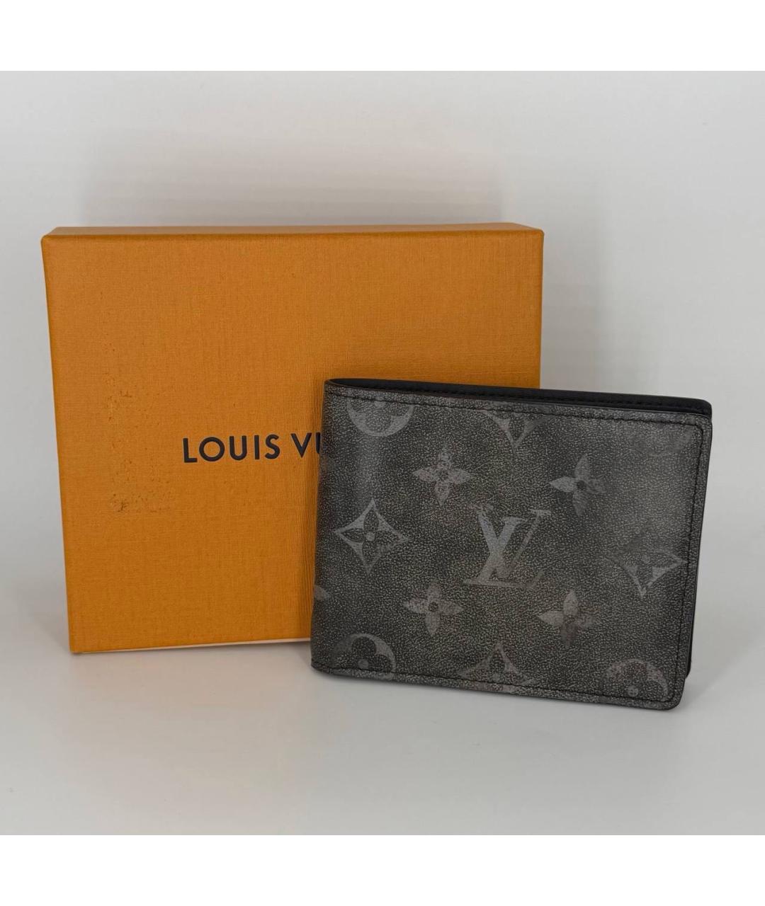 LOUIS VUITTON Черный кожаный кошелек, фото 5